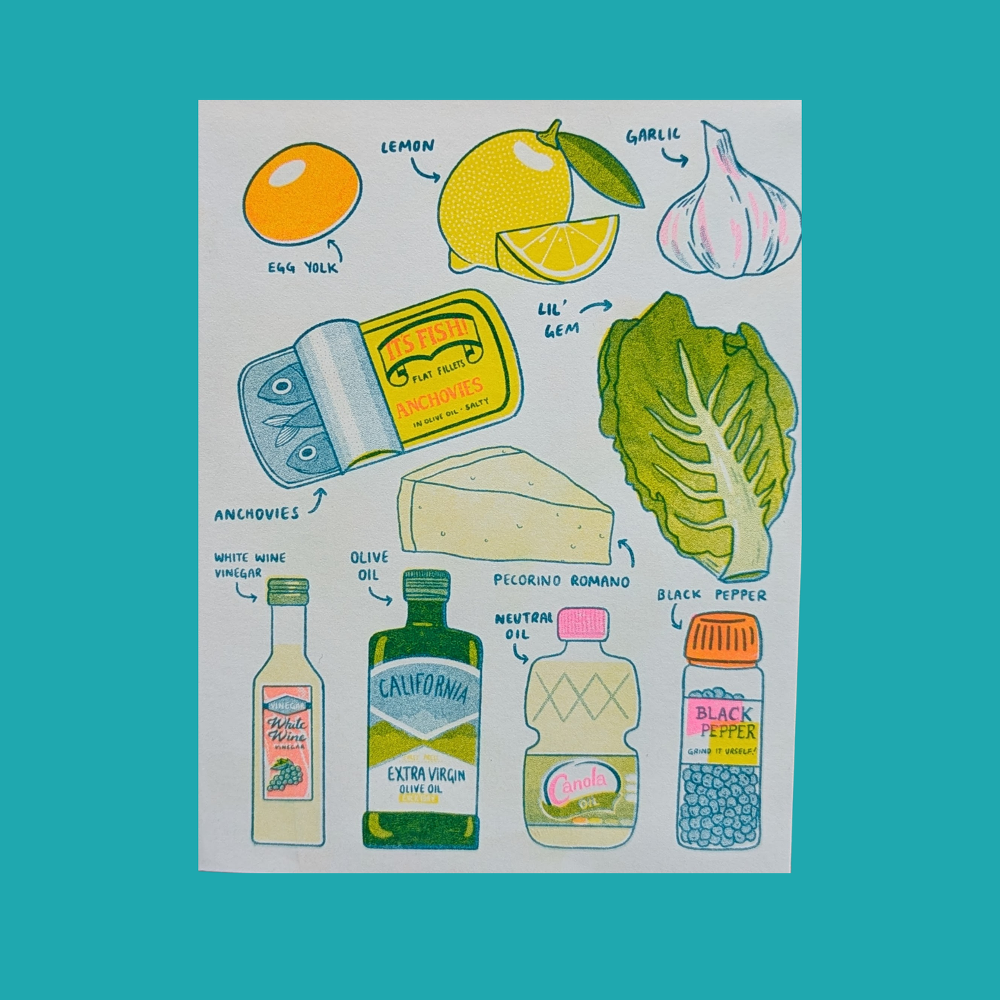 Caesar Salad | Recipe Greeting Card 4.25"x5.5"