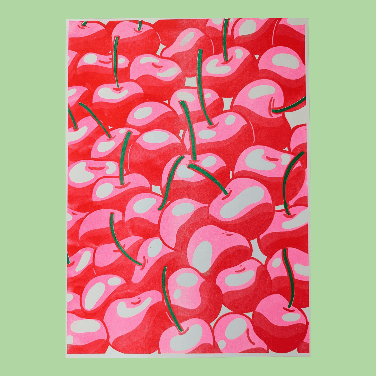 Cherry Cherries Risograph Print | 10"x14"~