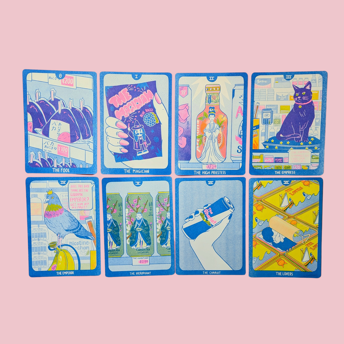 Cornerstore Tarot Postcard Pack - Set 1 | 8 Risograph Postcads 5"x7"