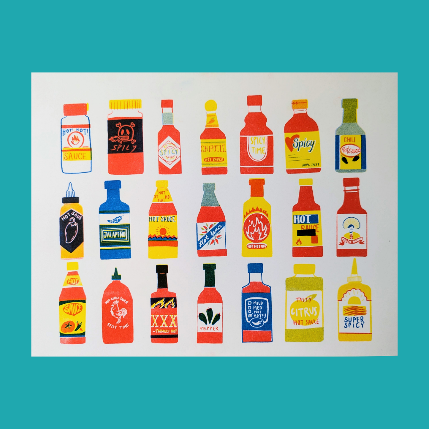 Risograph Hot Sauce Print | 8.5"x11"