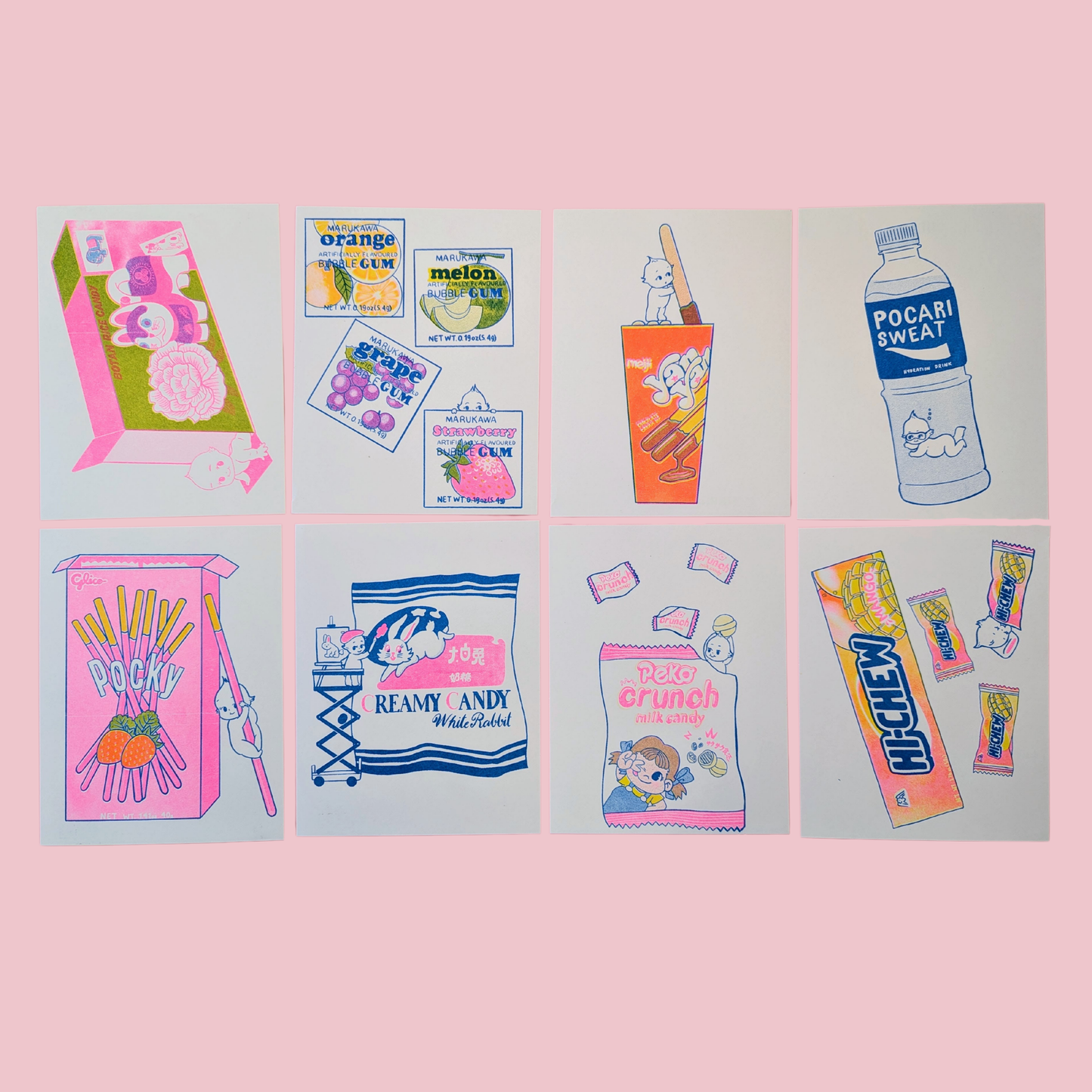 Kewpie Baby Risograph Postcard Variety Pack | 8 Cards!