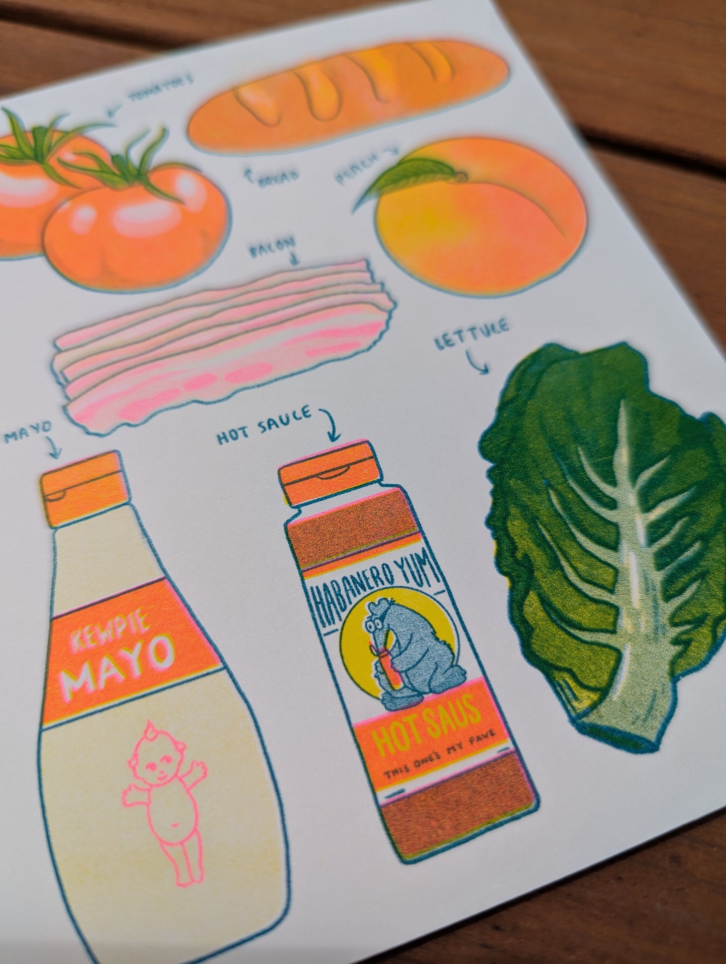 PBLT (Peach Bacon Lettuce Tomato) | Recipe Greeting Card 4.25"x5.5"