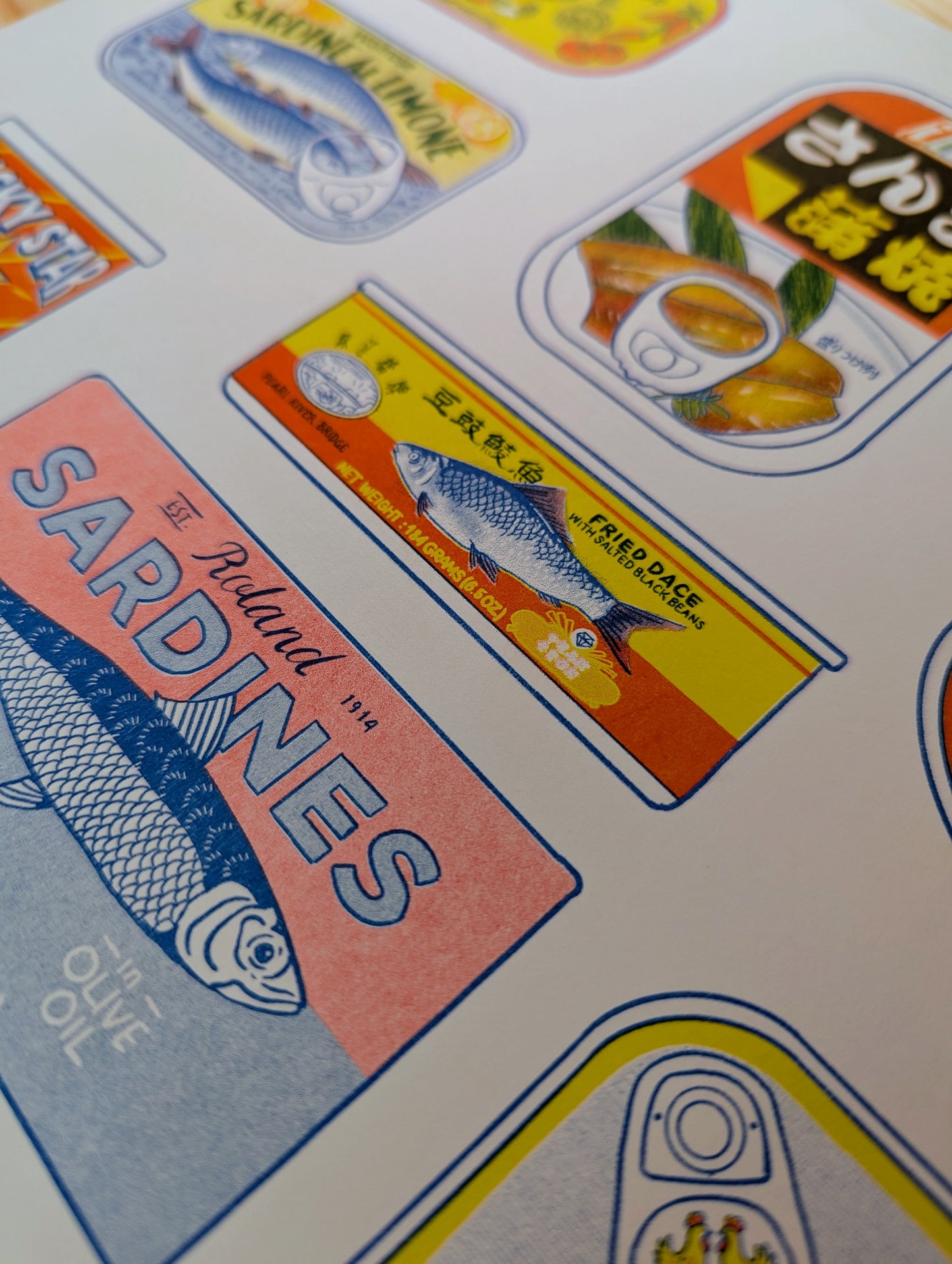 Tinned Fish 8.5"x11" Risograph Print