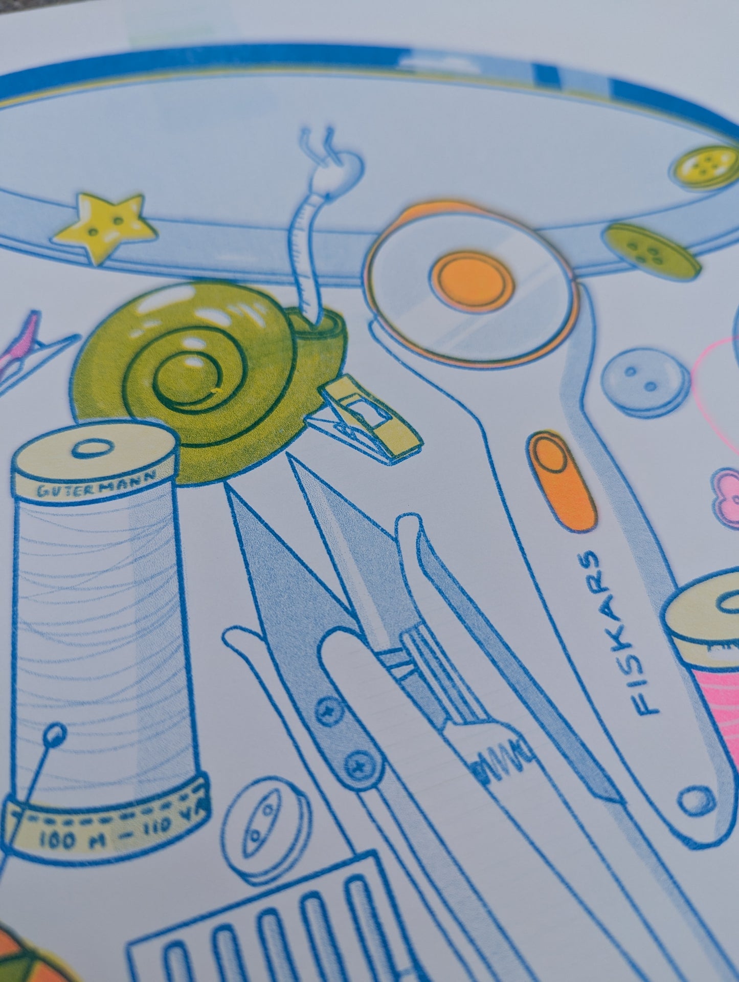 Butter Cookie Sewing Supplies | 11"x14" Risograph Print