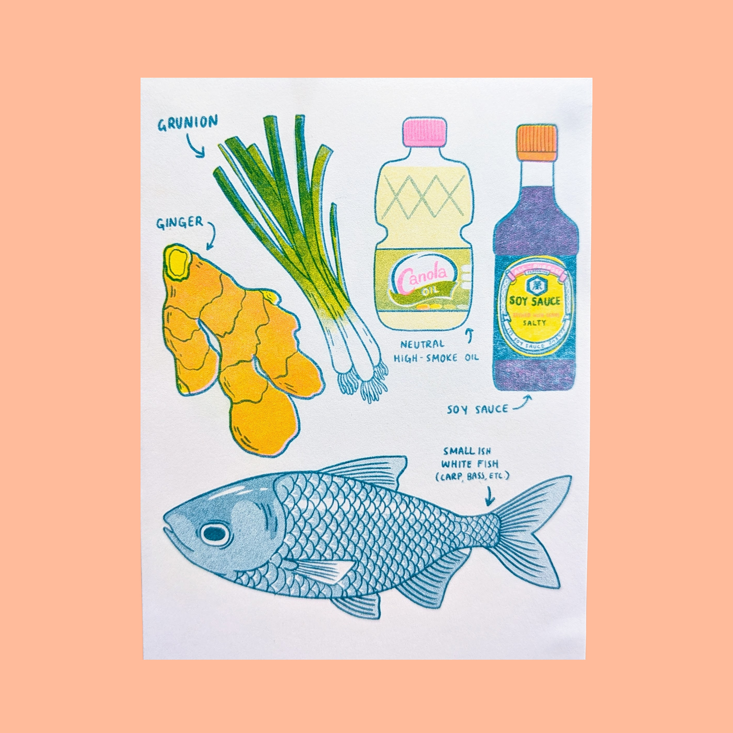 Steamed Fish | Recipe Greeting Card 4.25"x5.5"