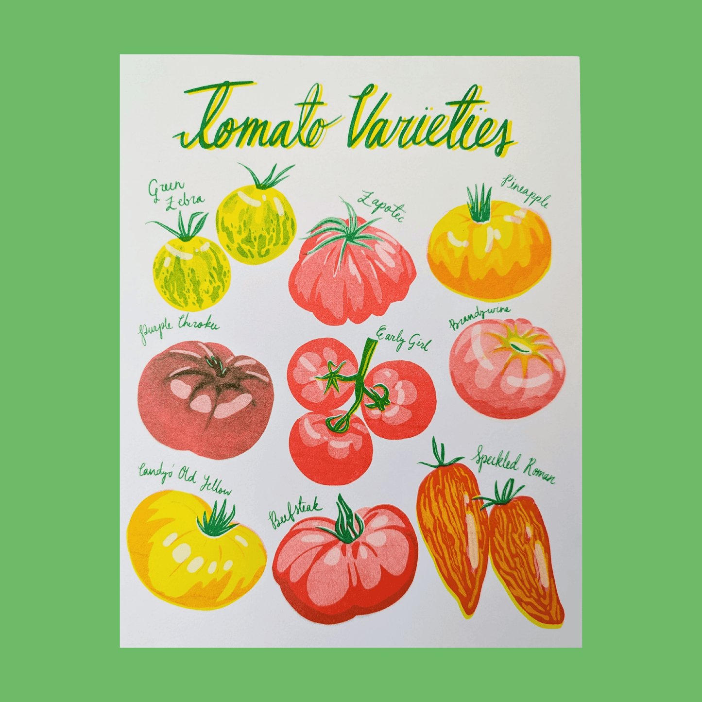 Tomato Varieties Risograph Print | 8.5"x11"
