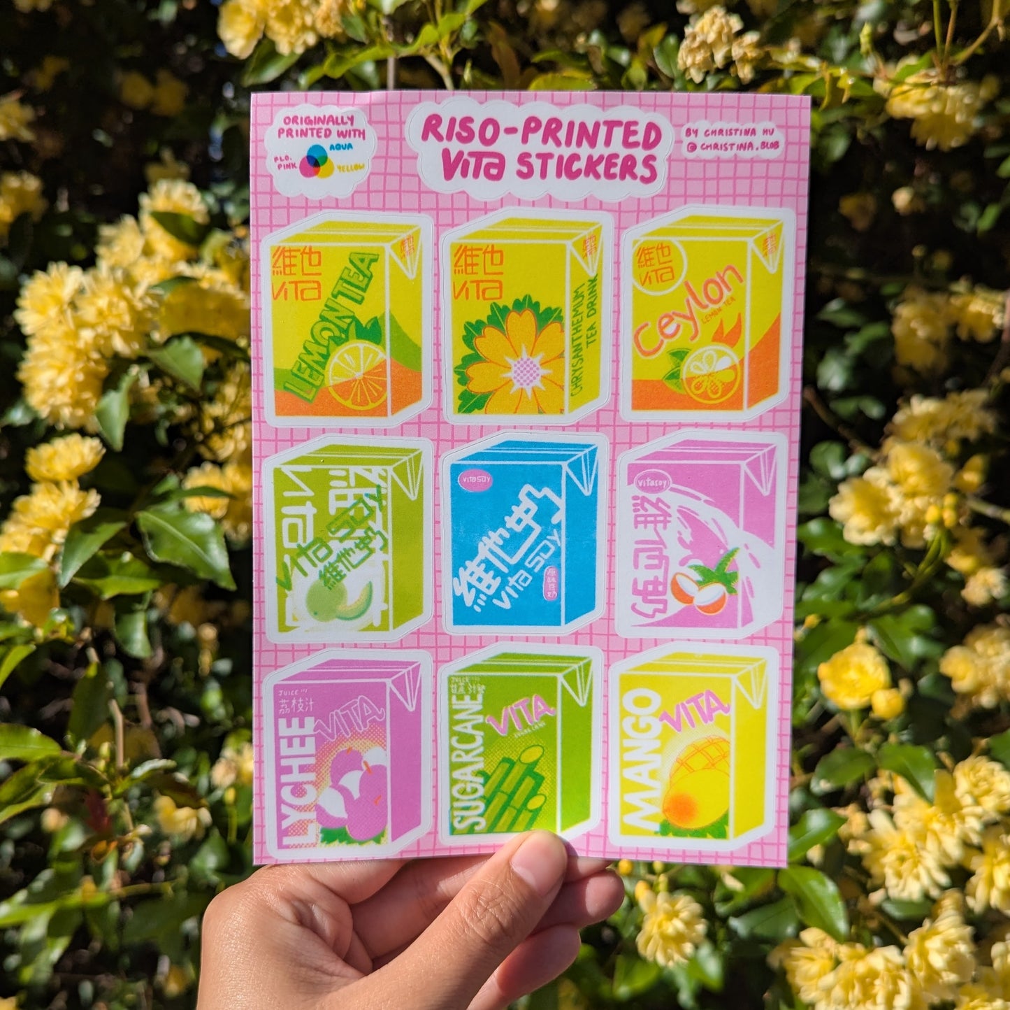 Vita Tea Risograph Sticker Sheet | 5"x7" Waterproof Vinyl