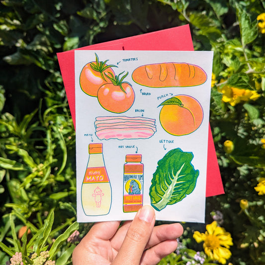 PBLT (Peach Bacon Lettuce Tomato) | Recipe Greeting Card 4.25"x5.5"