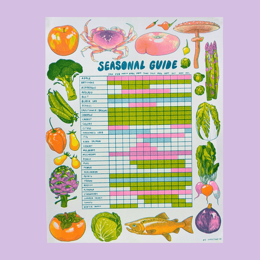 Seasonal Produce Guide |  11"x14" Risograph Print