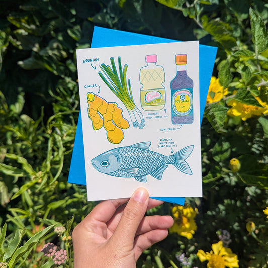 Steamed Fish | Recipe Greeting Card 4.25"x5.5"