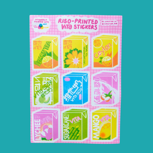 Vita Tea Risograph Sticker Sheet | 5"x7" Waterproof Vinyl