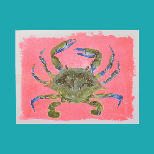 Watercolour Blue Crab | 8.5"x11" Risograph Print