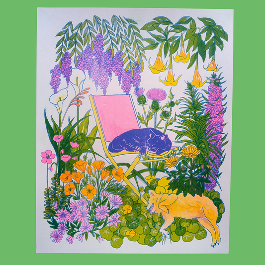 California Wildflowers + Friends print |  11"x14" Risograph Print