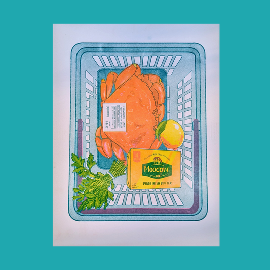 Dungeness Crab in Lemon Butter| 8.5"x11" Risograph print