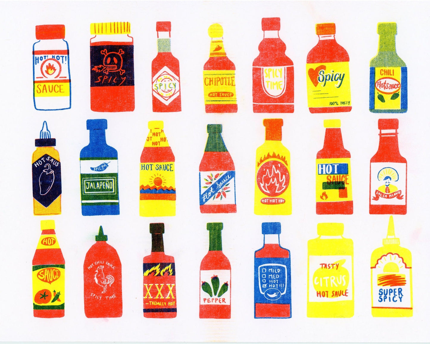 Risograph Hot Sauce Print | 8.5"x11"