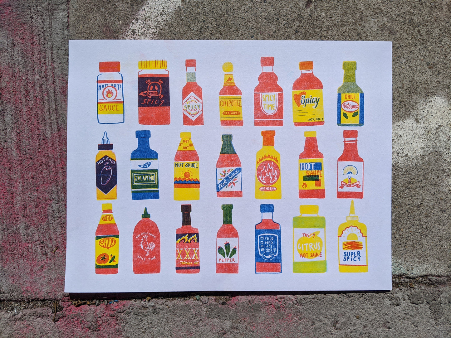 Risograph Hot Sauce Print | 8.5"x11"