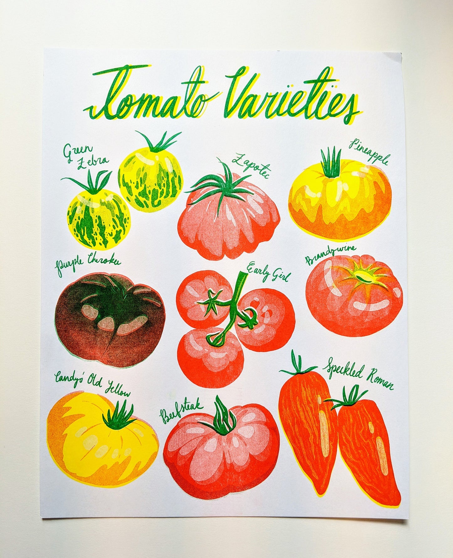 Risograph Tomato Print 8.5"x11" | Heirloom Tomato Art Print