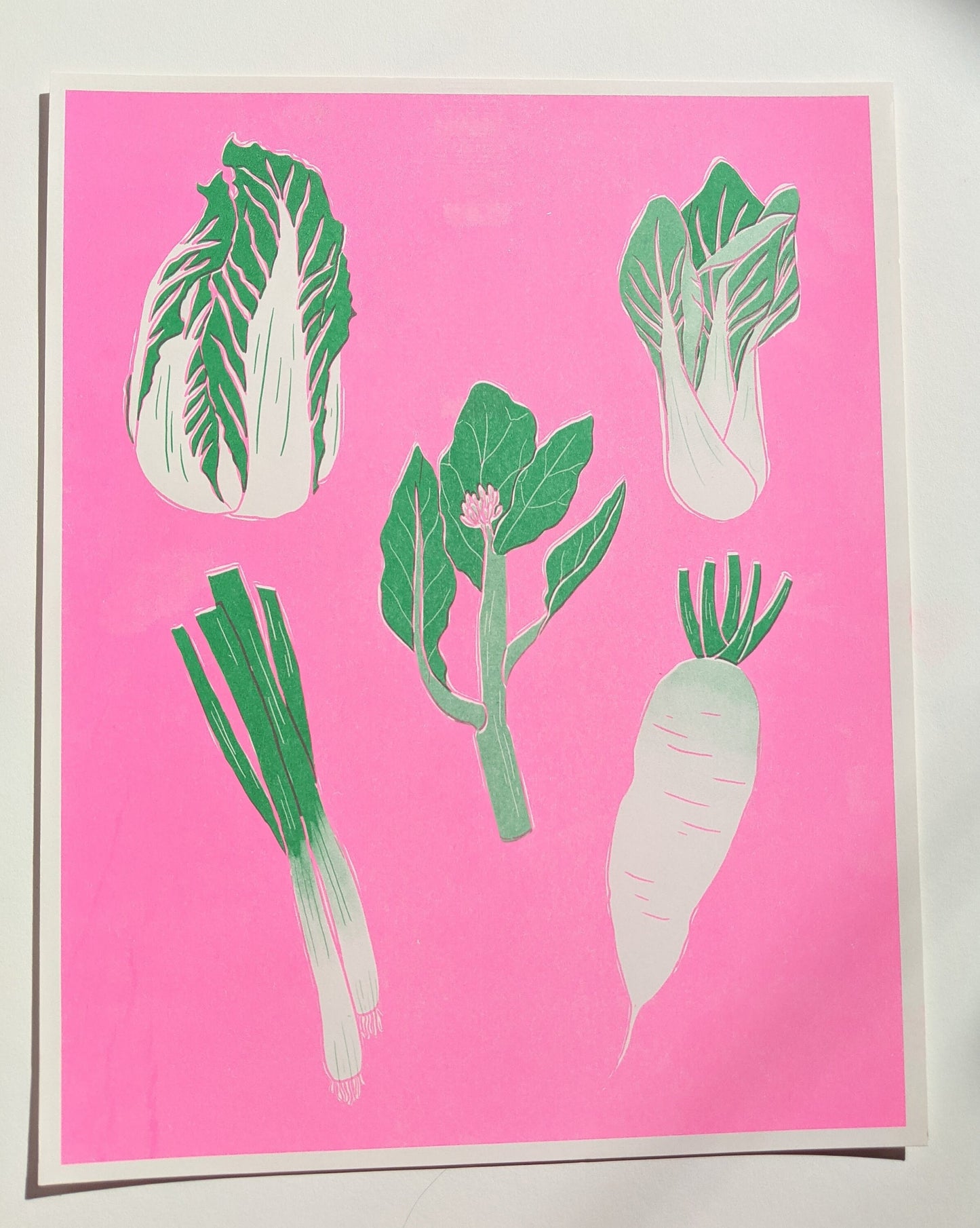 Asian Vegetables Risograph Print | 11"x14"