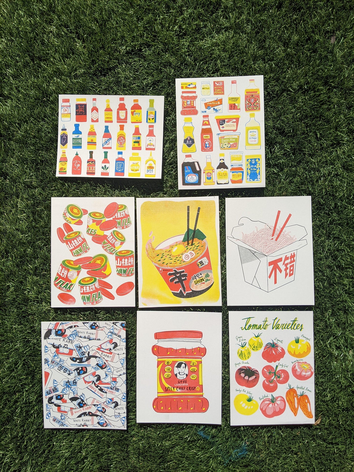 Risograph Postcard Variety Pack | 8 Cards!