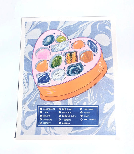 Man I Love Rocks and Gemstones |  11"x14" Risograph Print